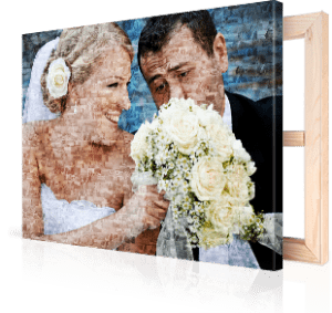 photo mosaique toile couple mariage
