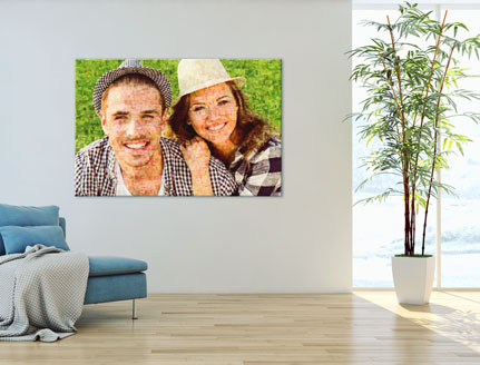 mosaique photo avec couple dans un sejour