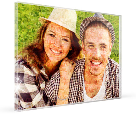 photo mosaique sur plexi avec un couple