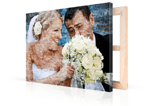 Mosaique photo toile couple mariage petite