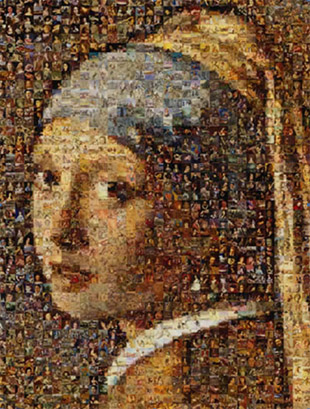 Mosaique photo "La jeune fille à la perle"