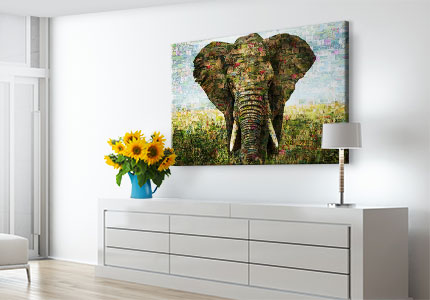 wohnraum mosaik alu elefant
